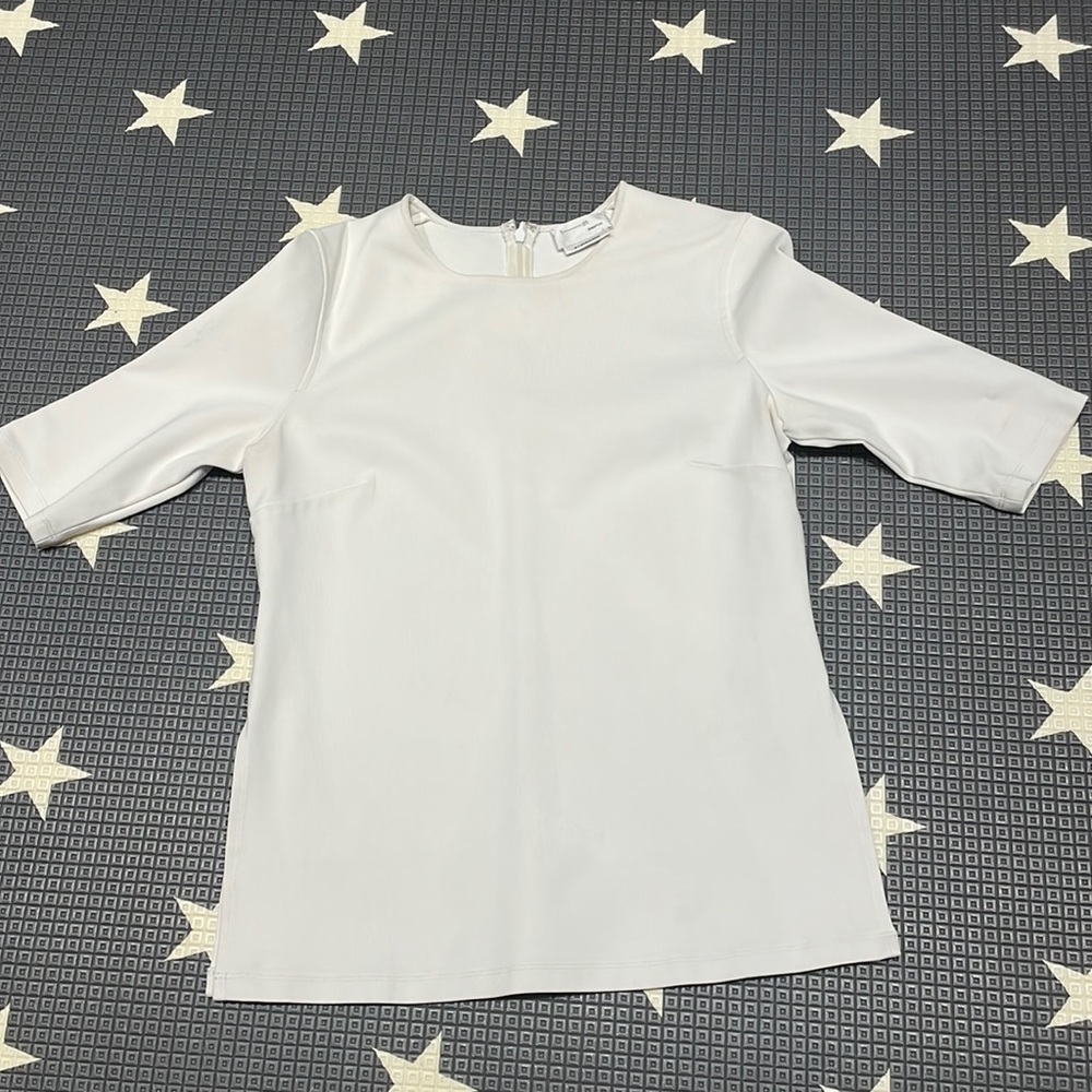 Thick cream half sleeve blouse